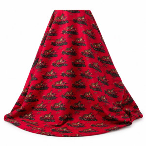 Red fenico Fabric with  Leopard Print Design