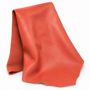 Premium Coral Orange Smooth Grain Synthetic Leather Material