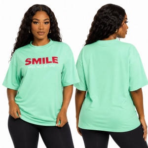 Premium Mint Green Graphic Print Round Neck T Shirt