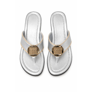 Womens Metallic Thong Wedge Sandal