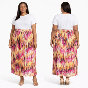 Quality Sunset Pleated Midi Skirt
