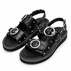 Mens Double Strap Studded Slide Sandals