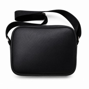 Premium Black Faux Leather Crossbody Bag