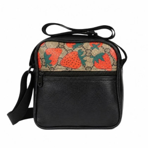 Strawberry Print Two Tone Crossbody Bag
