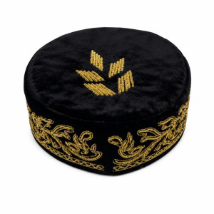 Black Velvet Gold Embroidered Traditional Cap