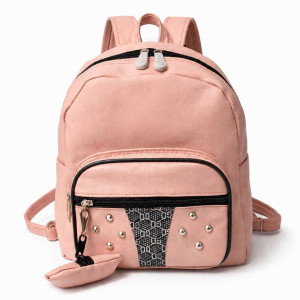 Stylish Blush Pink Mini Fashion Backpack with Studded Detail