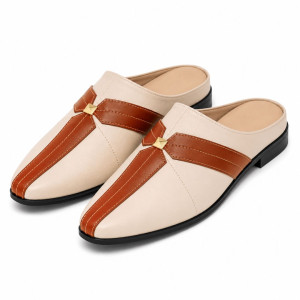 Mens Two Tone Slip On Loafers with Decorative Accent