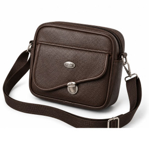 Classic Brown Textured Leather Crossbody Bag