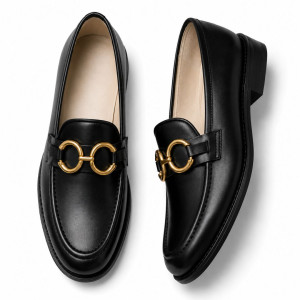 Classic Black Leather Horsebit Loafers