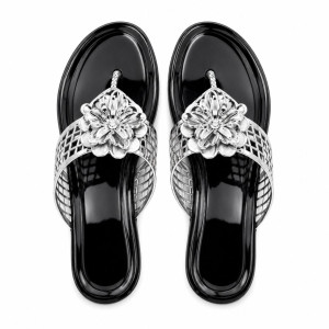 Womens Gold Embellished Flat Slippers