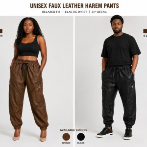 Unisex Faux Leather Harem Pants