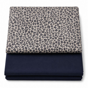 Premium Leopard Print & Navy Blue Fashion Fabric Combo