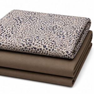 Premium Speckled Animal Print & Mocha Brown Fabric Combo