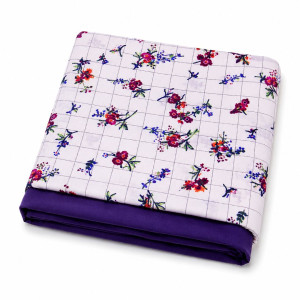 Purple Floral Grid Print Fabric Set