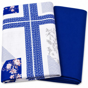 Royal Blue Geometric Floral Fabric Set