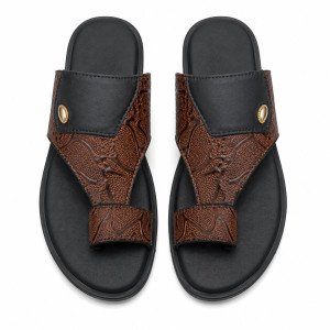 Mens Textured Dual Strap Comfort Slide Sandals