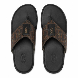 Mens Patterned Toe Post Comfort Slide Sandals