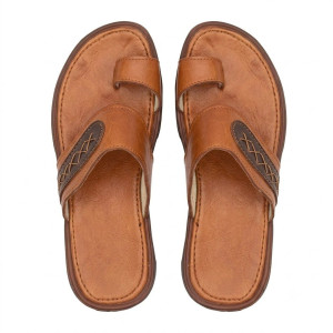 Mens Brown Toe Loop Comfort Sandals