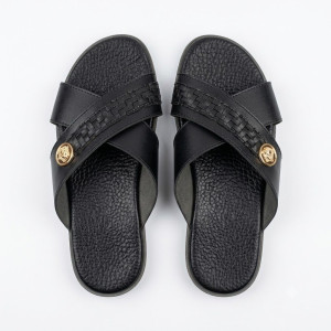 Woven Cross Strap Comfort Slide Sandals