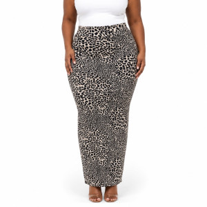 Womens Premium Black and White Animal Print Maxi Pencil Skirt