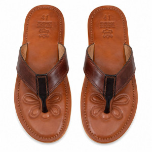 Mens Brown Leather Toe Post Sandals