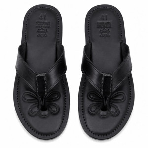 Mens Premium Black Cross Strap Slide Sandals