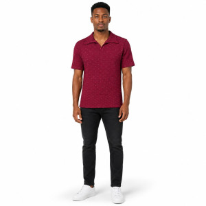 Textured Rhinestone Polo Top