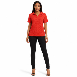 Textured Rhinestone Polo Shirt