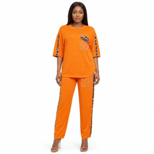 Womens Textured TwoPiece Lounge Set  Orange