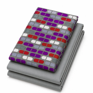 Premium Plain and Pattern cotton Fabric Set      Grey Geometric and Light Grey