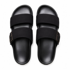Mens Double Strap Slip On Sandals with Adjustable Buckle