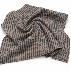 Black & Beige Geometric Virgin Wool Fabric