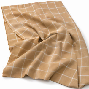 Camel Windowpane Virgin Wool Fabric