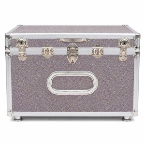 Premium Aluminum Storage Trunk Box with Secure Lock     Silver Glitter