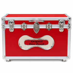 Premium Fireproof Storage Trunk Box with Secure Lock    Red