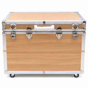Premium Wooden Storage Trunk Box with Wheels    Natural Oak Finish