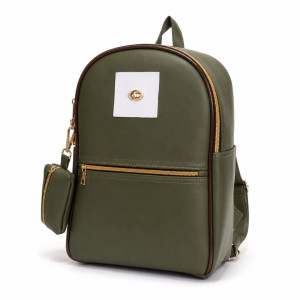 Classic Olive Green Backpack with Front Zipper Pocket