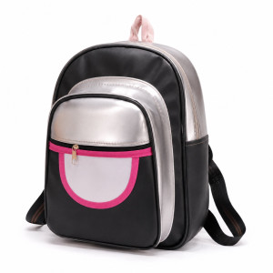 Mini Fashion Backpack with Front Pocket     Black Gold and Pink