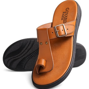Mens Adjustable Buckle Toe Ring Flat Sandals