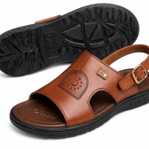 Mens Brown Slingback Casual Sandals