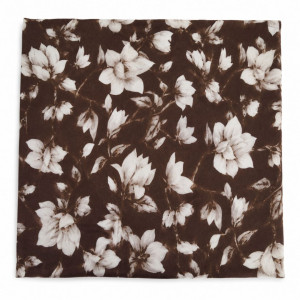 Premium Brown & White Floral Printed Fabric