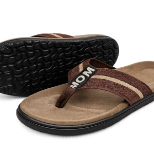Mens Brown Comfort Toe Post Flip Flop Slippers