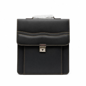Executive Leather Briefcase with Secure Lock & Front Pocket