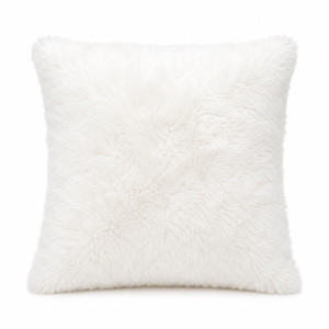 Premium Luxury Faux Fur Throw Pillow     White