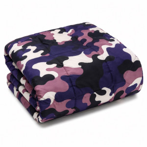Premium 7 by 6 Camouflage Print Duvet Set      Purple Black and White