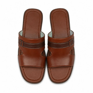 TerraStride Mens Saddle Brown Comfort Slide Sandals