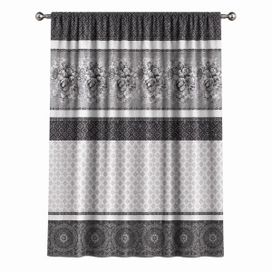 Luxury Grey Floral Blackout Window Curtain