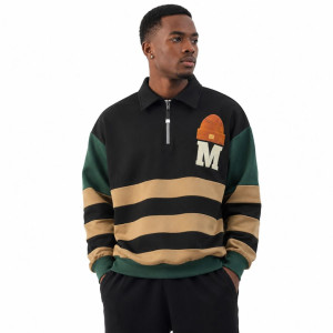 Unisex Alpine Crest Quarter Zip Color Block Rugby Sweatshirt