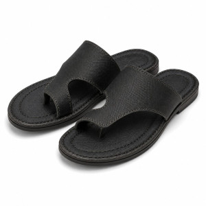 Black Minimalist Cross Strap Slides