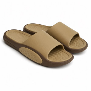 Slip On Sandals with Beige Strap and Cushioned Sole